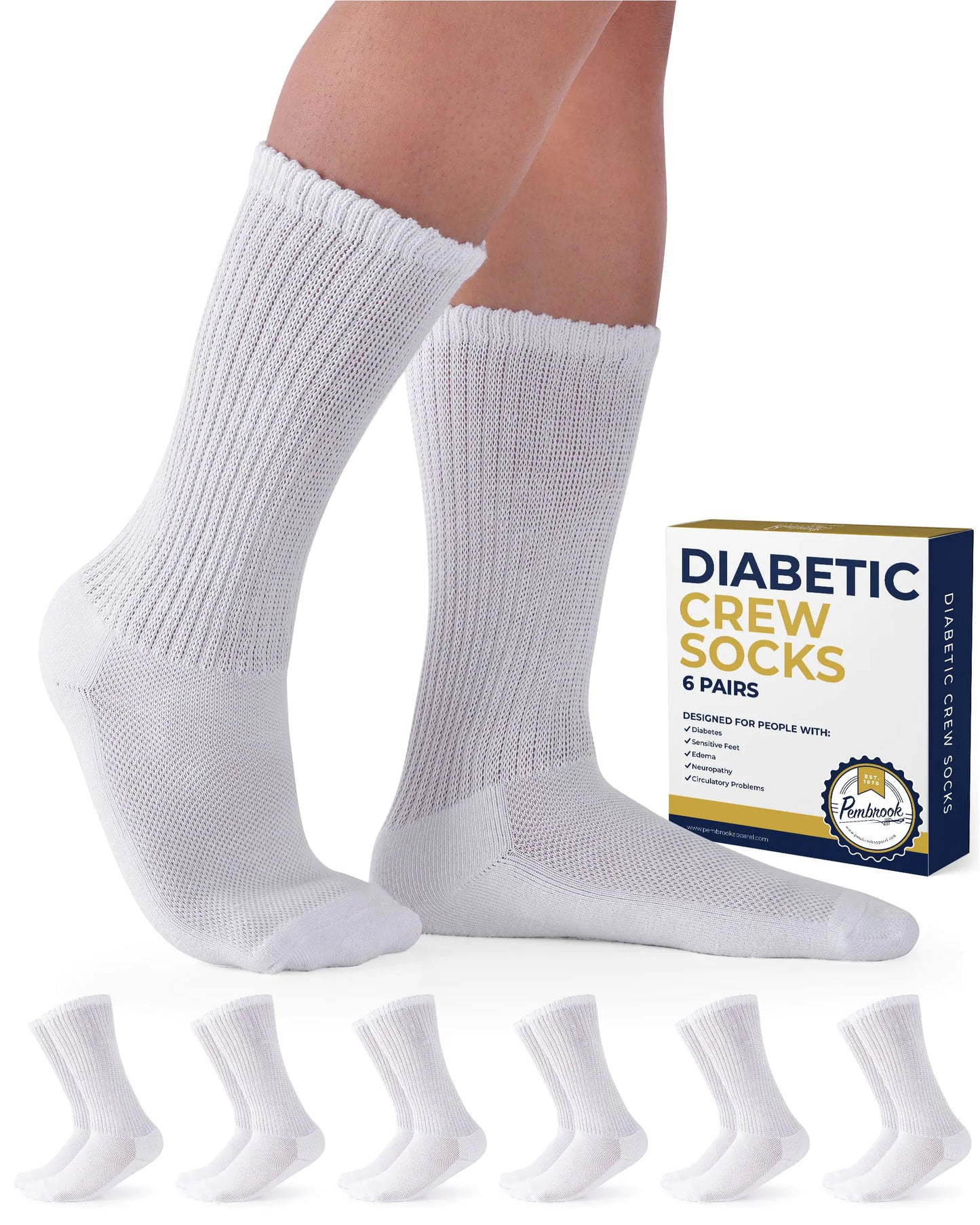 Pembrook Diabetic Socks for Men and Women - Non Binding Socks Women | Neuropathy Socks for Men and Neuropathy Socks for Women | Edema Socks for Diabetics Women | Diabetic socks Women
