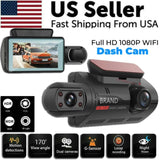 1080P Dual Lens Car DVR Dash Cam Video Recorder G - Sensor Front And Inside Camera - AZ Depot Express