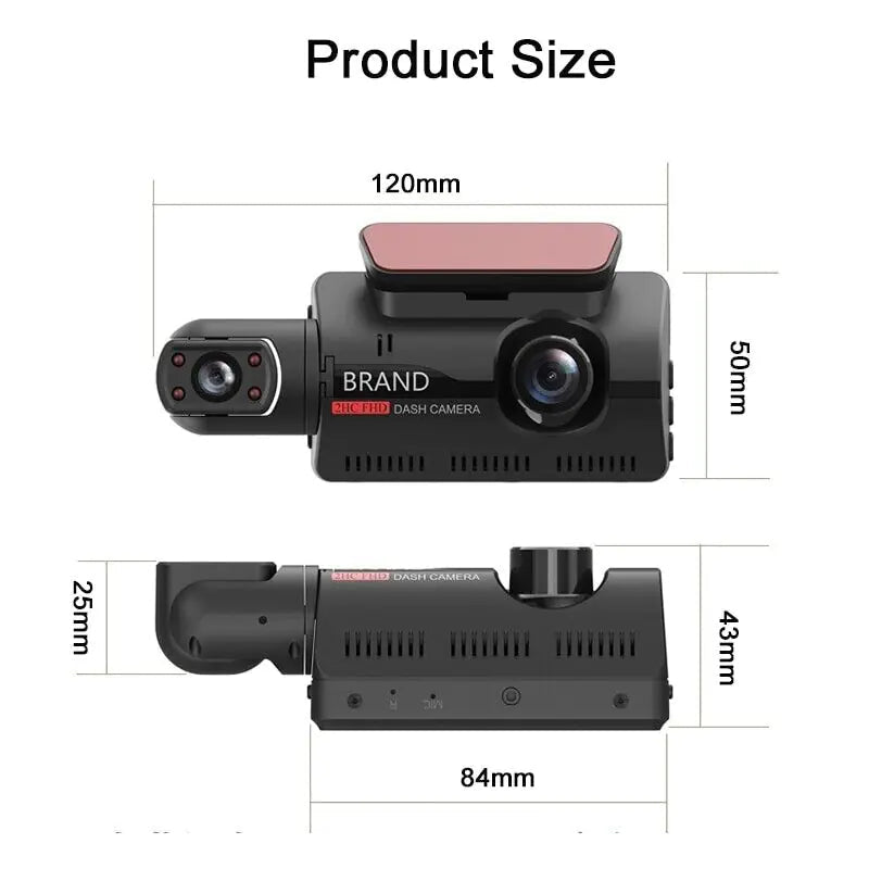 1080P Dual Lens Car DVR Dash Cam Video Recorder G - Sensor Front And Inside Camera - AZ Depot Express