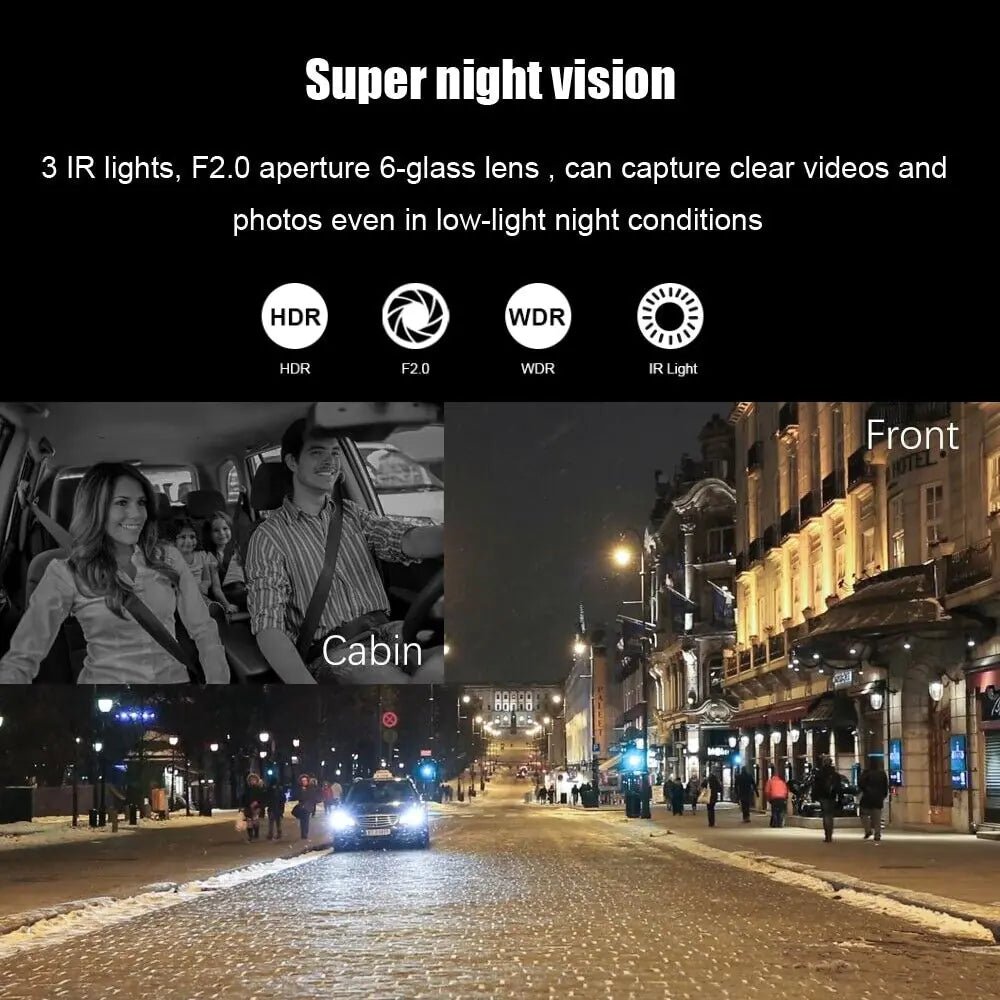 1080P Dual Lens Car DVR Dash Cam Video Recorder G - Sensor Front And Inside Camera - AZ Depot Express