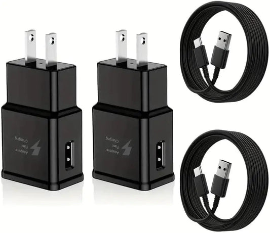 2 Pack 15W Type C Charger Fast Charging Android Charger Fast Charging with 5FT USB A to C Power Cord for Samsung Galaxy S8/S9/S10 Plus Active S10e S20/S21 Ultra Plus Note 8 9 10 (15W 5FT - 2PACK) - AZ Depot Express