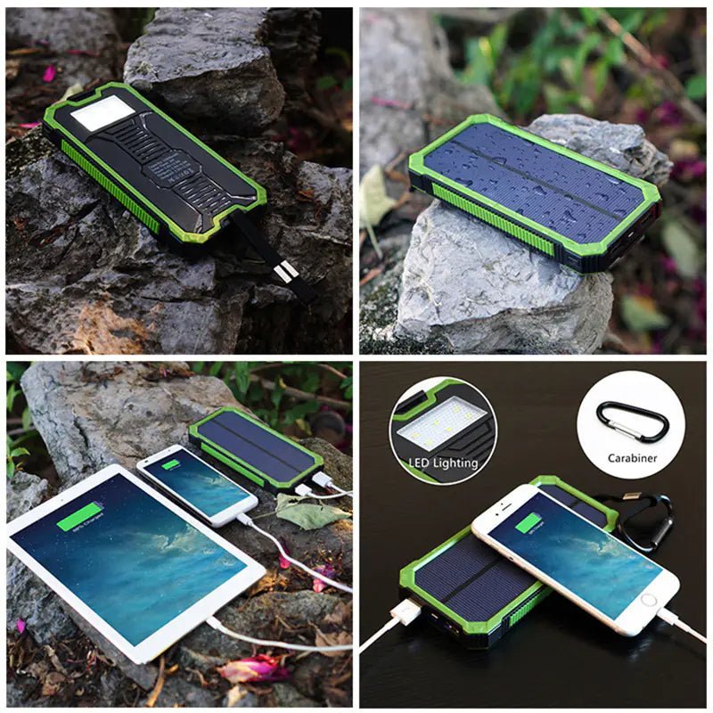 20000mAh Solar Power Bank - Multi - Function Portable Charger with Built - In Cables - AZ Depot Express