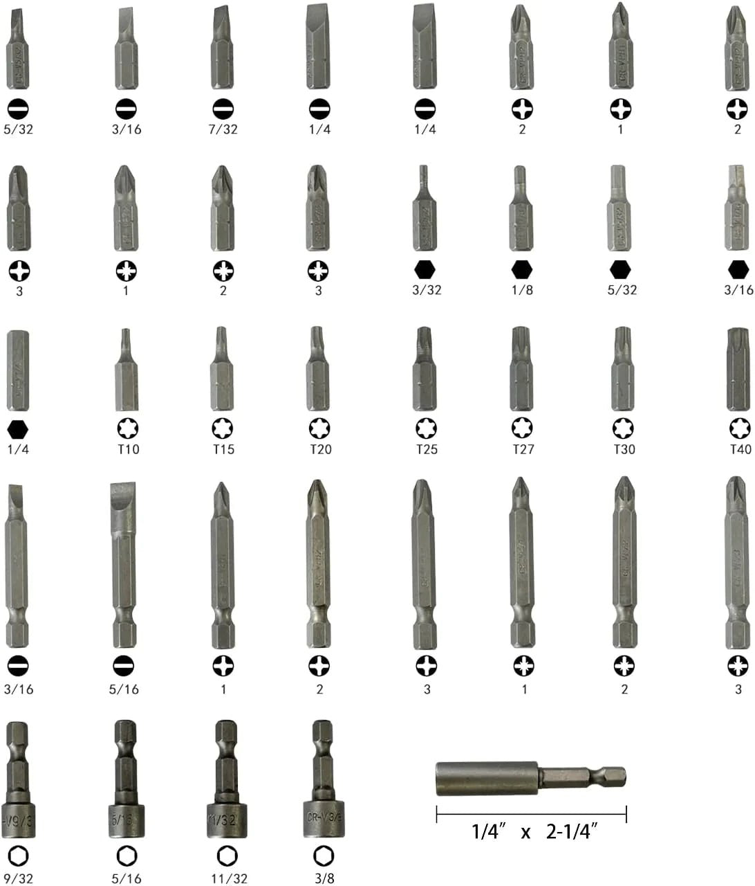 37 Piece Impact Screwdriver Bit Set Nut Driver Torx Phillips Tool Magnetic Drill - AZ Depot Express