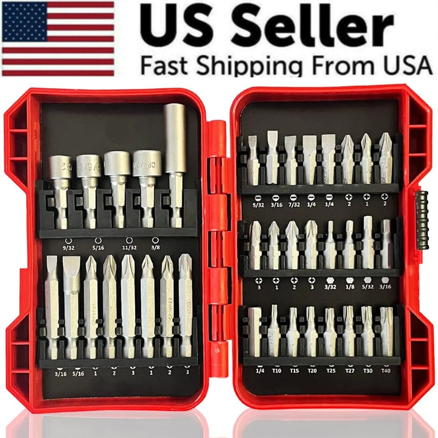 37 Piece Impact Screwdriver Bit Set Nut Driver Torx Phillips Tool Magnetic Drill - AZ Depot Express