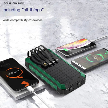 Outdoor High-Capacity Wireless Power Bank with LED Solar