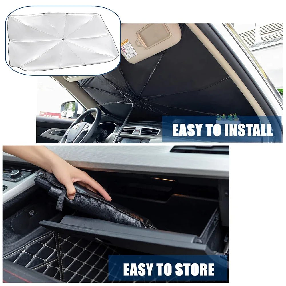 57" Car Windshield Sun Shade Foldable Umbrella Front Window Cover Visor Umbrella - AZ Depot Express