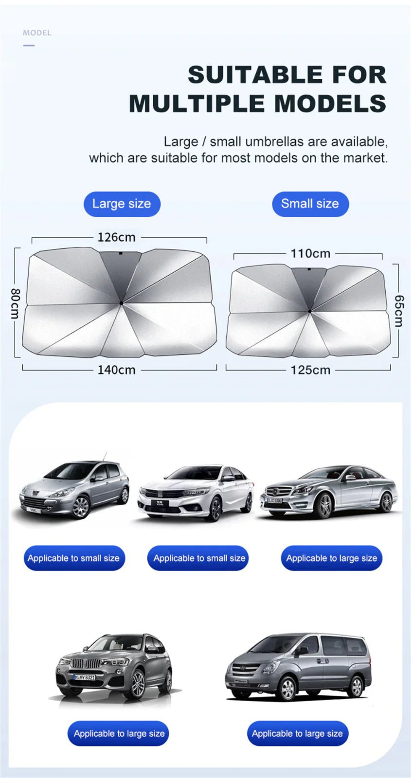 57" Car Windshield Sun Shade Foldable Umbrella Front Window Cover Visor Umbrella - AZ Depot Express