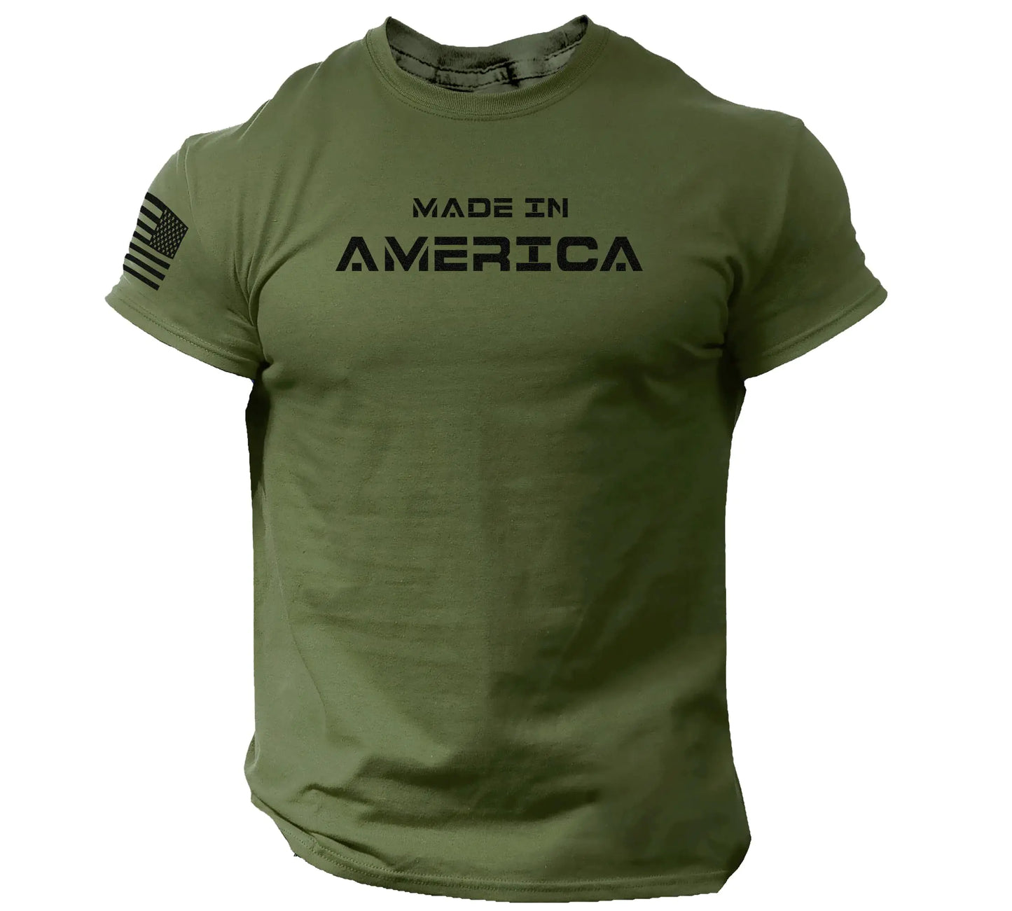 Made in America Men T Shirt – USA Flag Shirts for Men (Army Green Medium)