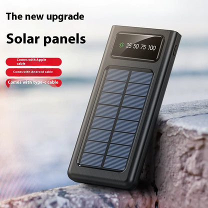 Solar Power Bank with Built-in Four Cables, 20000mAh Portable Charger for Mobile Phones