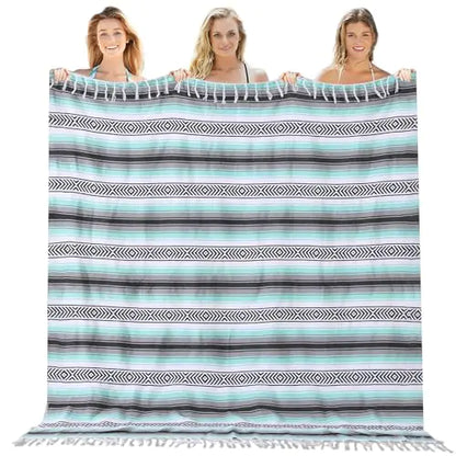 Mexican Throw Blanket Lightweight Serape Outdoor Blanket Extra Large Picnic Blanket Camping Blanket Beach Blanket Turkish Towel Sandproof Honeymoon Gift Fast Dry XL Compact Tent Gadgets 60" x 78" Mint