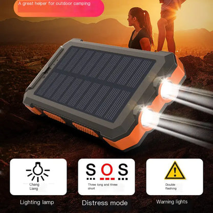 Outdoor Solar Power Bank with Compass, 20000mAh Capacity