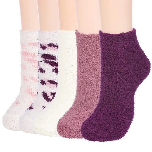 Zando Womens Crazy Christmas Socks With Gripper Non Slip Cozy Socks Warm Hospital Socks Soft Thick Socks Non Skid Hospiatal Fashion Soft Socks Fleece Cute Socks Spa Socks Pink Purple One Size