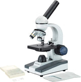 AmScope M150 Series Portable Student Monocular Compound Microscope - 40X - 1000X Magnification - Features LED Light & 25 Prepared Slides - Has Coarse & Fine Focus - AZ Depot Express