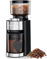 Aromaster Burr Coffee Grinder Coffee Bean Grinder with 25 Grind Setting 2 - 12 Cups Timer Conical Coffee Grinders for Home Use 3 - Ears Portafilter Holder Cleaning Brush Black - AZ Depot Express