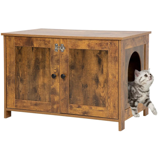 BestPet Cat Litter Box Enclosure Furniture HiddenWooden Cat Washroom Furniture Storage Cabinet Pet Crate House End Table with Removable DividerLarge EnoughFit Most Cats and Litter Box - AZ Depot Express