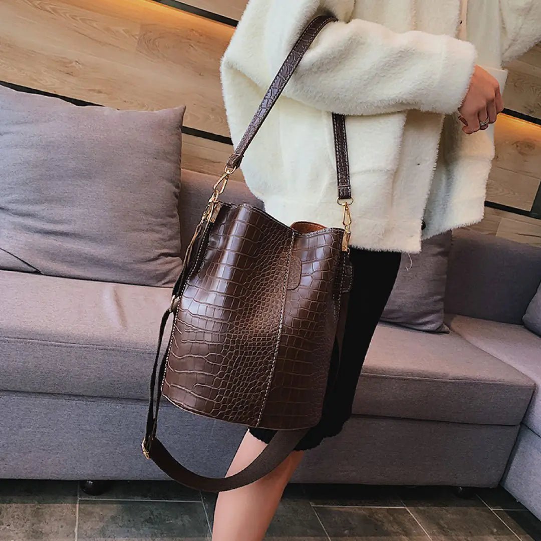 Blake Shoulder Bag - Chocolate Croc - AZ Depot Express