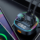 Bluetooth 5.0 Car Wireless FM Transmitter Adapter USB PD Charger AUX Hands - Free - AZ Depot Express