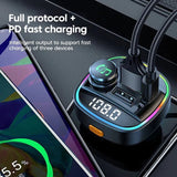 Bluetooth 5.0 Car Wireless FM Transmitter Adapter USB PD Charger AUX Hands - Free - AZ Depot Express