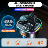 Bluetooth 5.0 Car Wireless FM Transmitter Adapter USB PD Charger AUX Hands - Free - AZ Depot Express