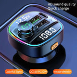 Bluetooth 5.0 Car Wireless FM Transmitter Adapter USB PD Charger AUX Hands - Free - AZ Depot Express