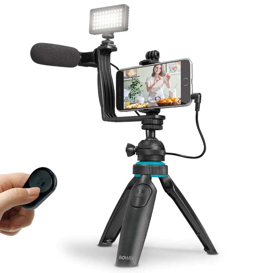 Bower Smart Photo Vlogger Kit with LED Microphone and Remote - AZ Depot Express