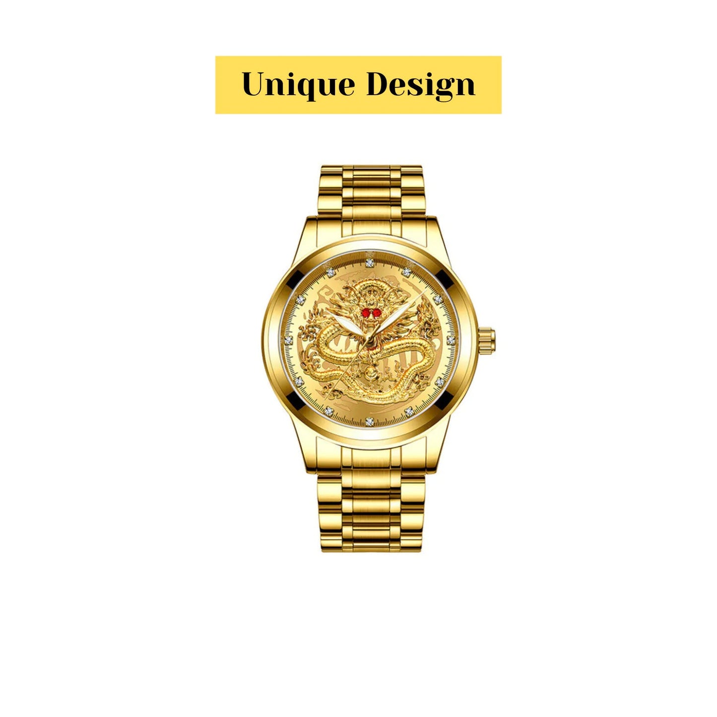 Business Gift Waterproof Gold Men's Diamond Quartz Watch Classic Stainless Steel - AZ Depot Express