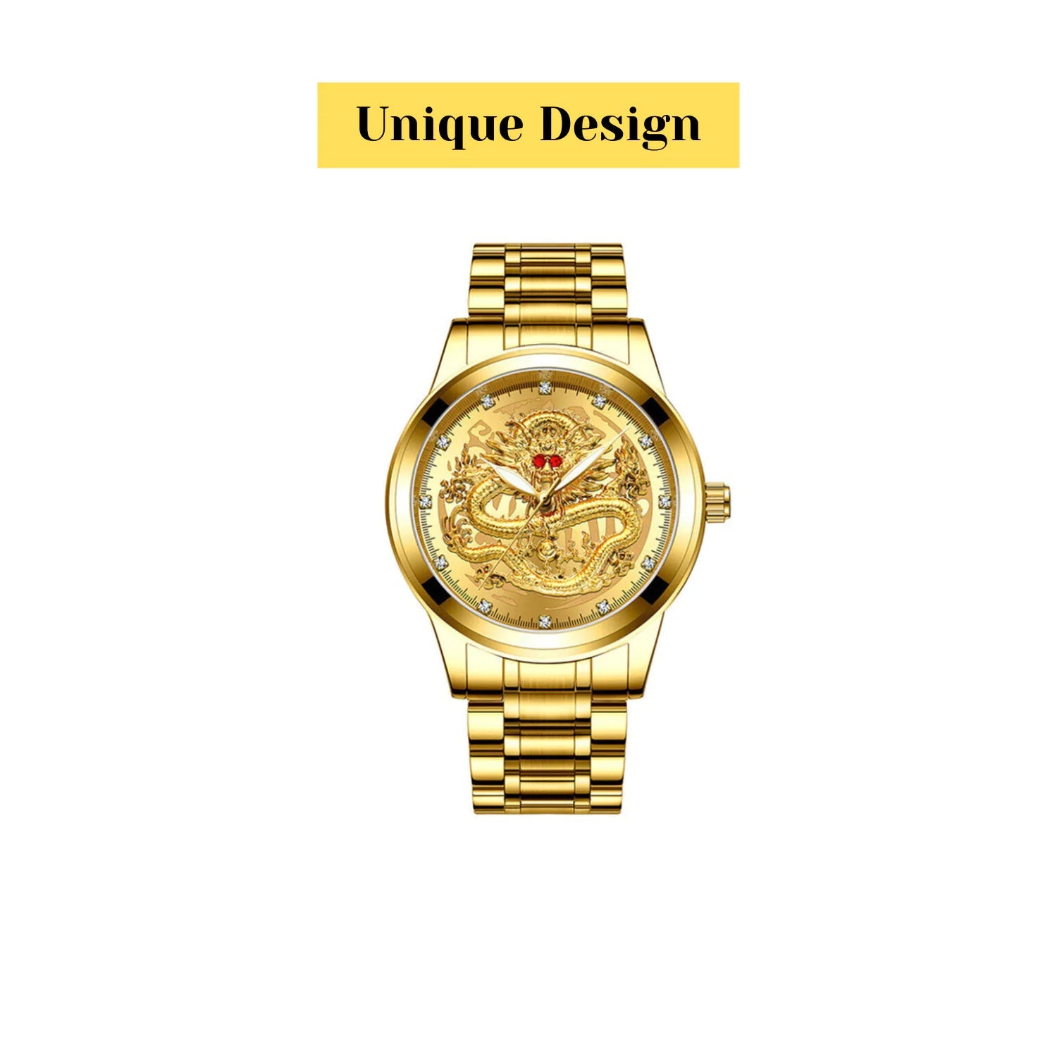 Business Gift Waterproof Gold Men's Diamond Quartz Watch Classic Stainless Steel - AZ Depot Express