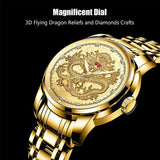 Business Gift Waterproof Gold Men's Diamond Quartz Watch Classic Stainless Steel - AZ Depot Express