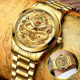 Business Gift Waterproof Gold Men's Diamond Quartz Watch Classic Stainless Steel - AZ Depot Express