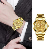 Business Gift Waterproof Gold Men's Diamond Quartz Watch Classic Stainless Steel - AZ Depot Express