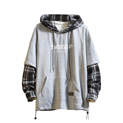 GURUNVANI Japan Style Patchwork Hoodies Men Characters Streetwear Hoodie Men Sweatshirt