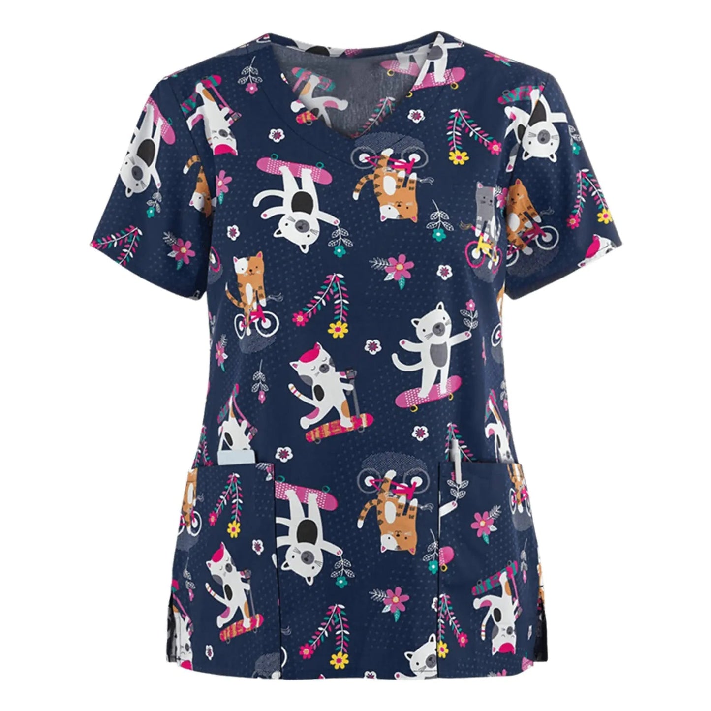 Cute Scrub Tops for Women Scrub Uniforms for Women White Scrub Tops for Women Stretch Scrub Tops for Women - AZ Depot Express