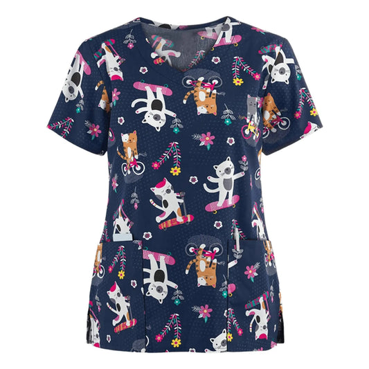 Cute Scrub Tops for Women Scrub Uniforms for Women White Scrub Tops for Women Stretch Scrub Tops for Women - AZ Depot Express
