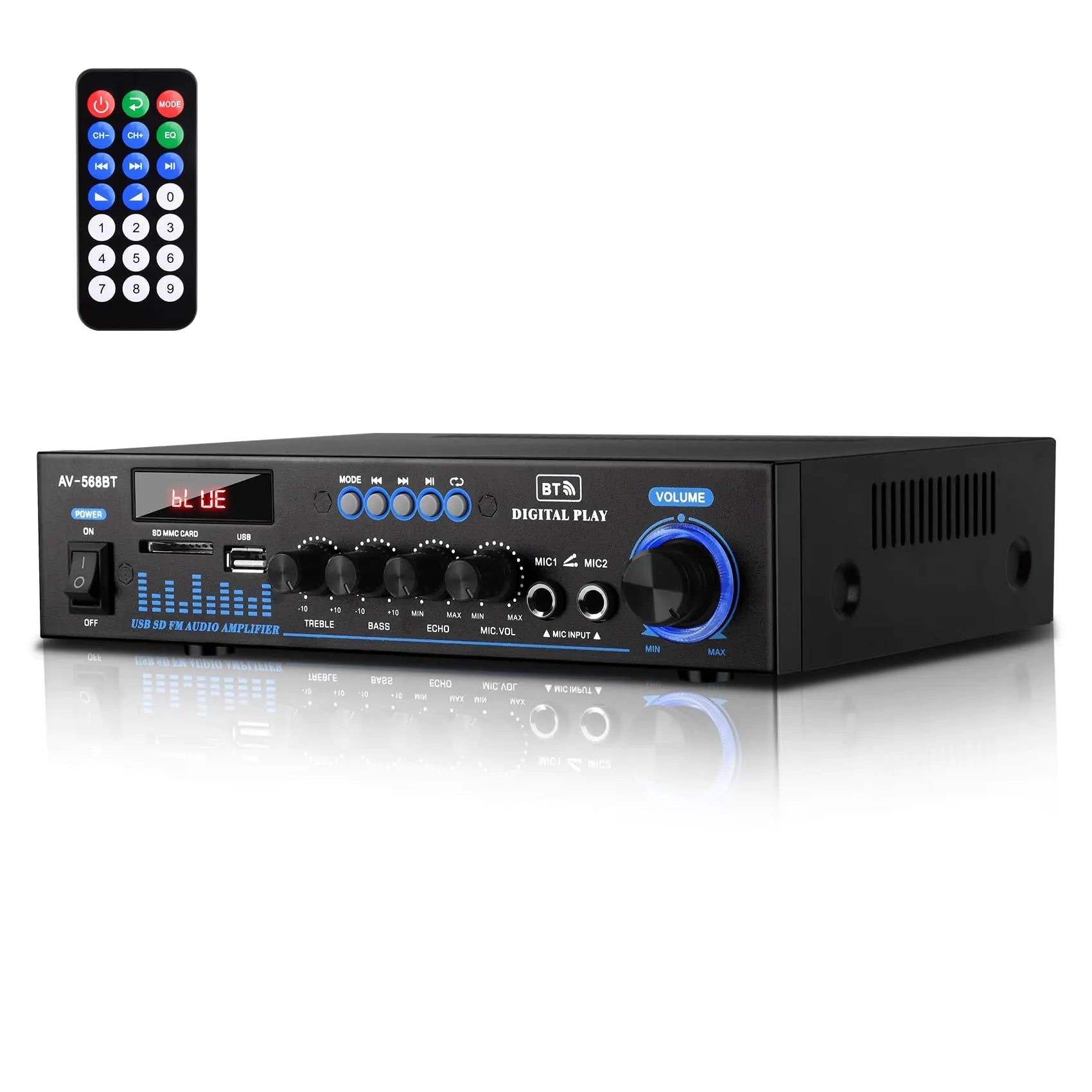 Daakro AV - 568 Stereo Home Audio Amplifier300W Max Power Home Theater Stereo Amplifier Receivers with Bluetooth/MIC/USB/SD/AUX/FMStereo Audio Amplifier Receivers for StudioHomeKaraoke - AZ Depot Express