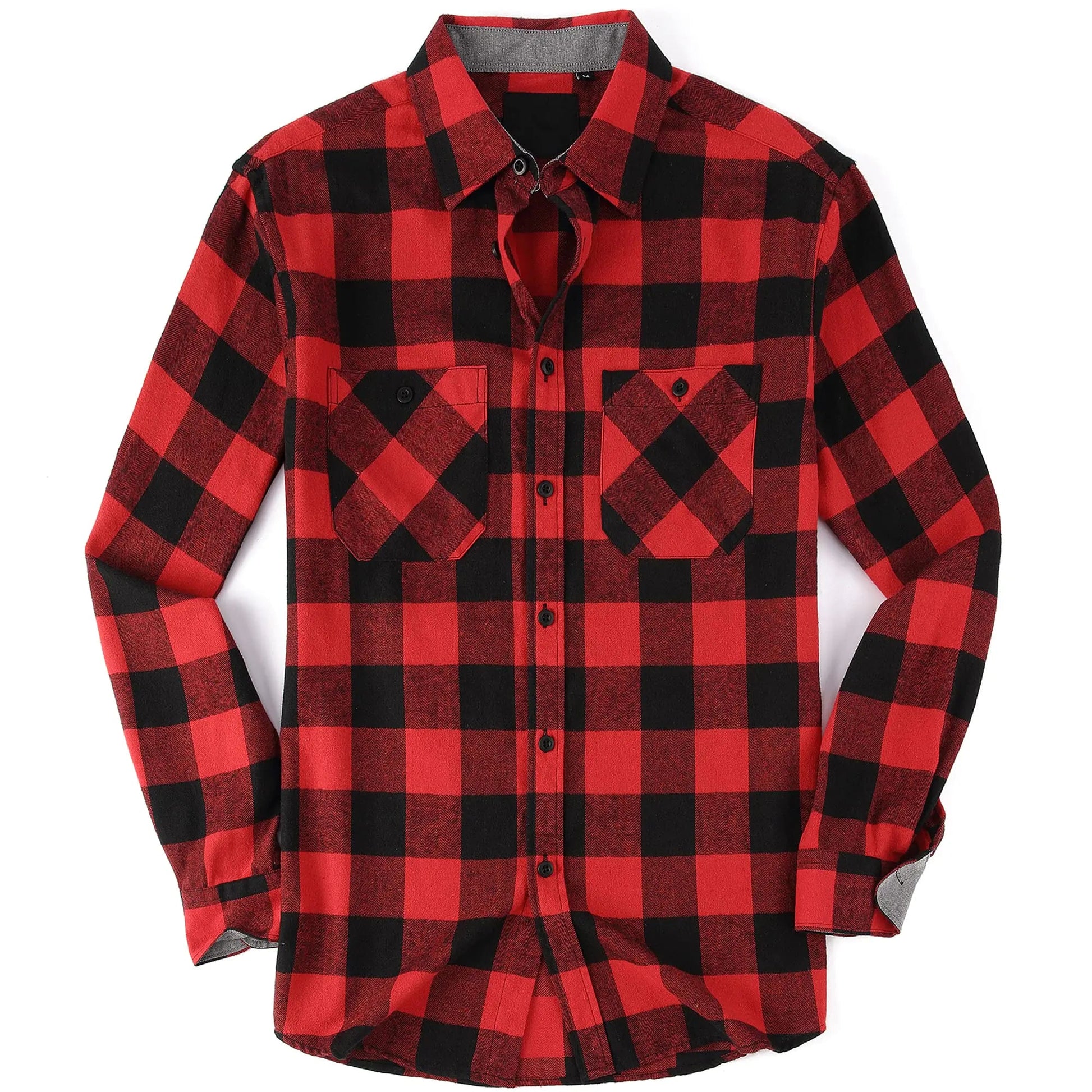 Damipow Flannel Shirt for Men Button Down Long Sleeve Shirts Plaid Flannels Men ShirtRed3XL - AZ Depot Express