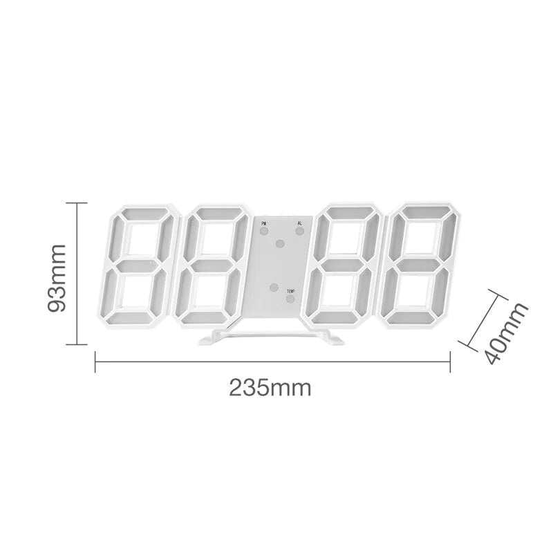 Digital 3D LED Big Wall Desk Alarm Clock Snooze 12/24 Hours Auto Brightness USB - AZ Depot Express