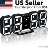 Digital 3D LED Big Wall Desk Alarm Clock Snooze 12/24 Hours Auto Brightness USB - AZ Depot Express