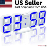 Digital 3D LED Big Wall Desk Alarm Clock Snooze 12/24 Hours Auto Brightness USB - AZ Depot Express
