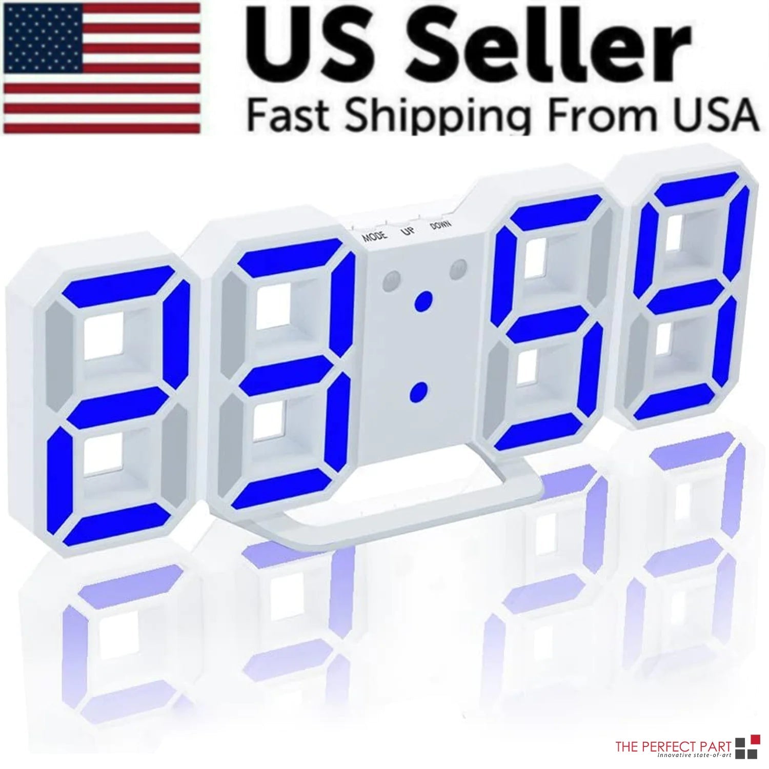 Digital 3D LED Big Wall Desk Alarm Clock Snooze 12/24 Hours Auto Brightness USB - AZ Depot Express
