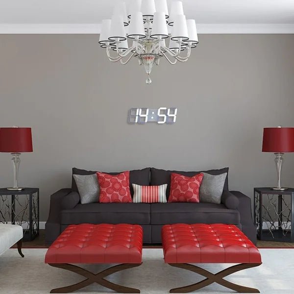 Digital 3D LED Big Wall Desk Alarm Clock Snooze 12/24 Hours Auto Brightness USB - AZ Depot Express