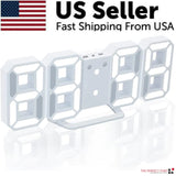 Digital 3D LED Big Wall Desk Alarm Clock Snooze 12/24 Hours Auto Brightness USB - AZ Depot Express