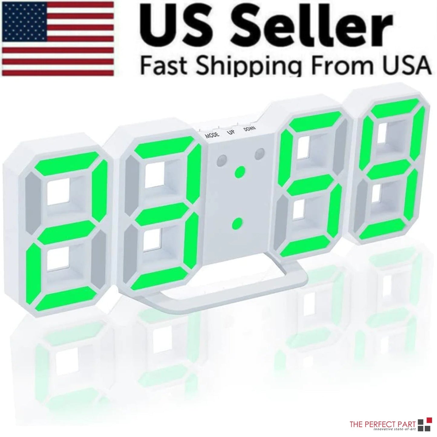 Digital 3D LED Big Wall Desk Alarm Clock Snooze 12/24 Hours Auto Brightness USB - AZ Depot Express