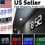 Digital 3D LED Big Wall Desk Alarm Clock Snooze 12/24 Hours Auto Brightness USB - AZ Depot Express