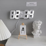 Digital 3D LED Big Wall Desk Alarm Clock Snooze 12/24 Hours Auto Brightness USB - AZ Depot Express