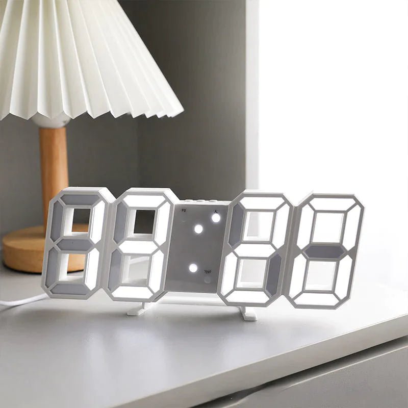 Digital 3D LED Big Wall Desk Alarm Clock Snooze 12/24 Hours Auto Brightness USB - AZ Depot Express