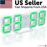 Digital 3D LED Big Wall Desk Alarm Clock Snooze 12/24 Hours Auto Brightness USB - AZ Depot Express