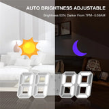 Digital 3D LED Big Wall Desk Alarm Clock Snooze 12/24 Hours Auto Brightness USB - AZ Depot Express