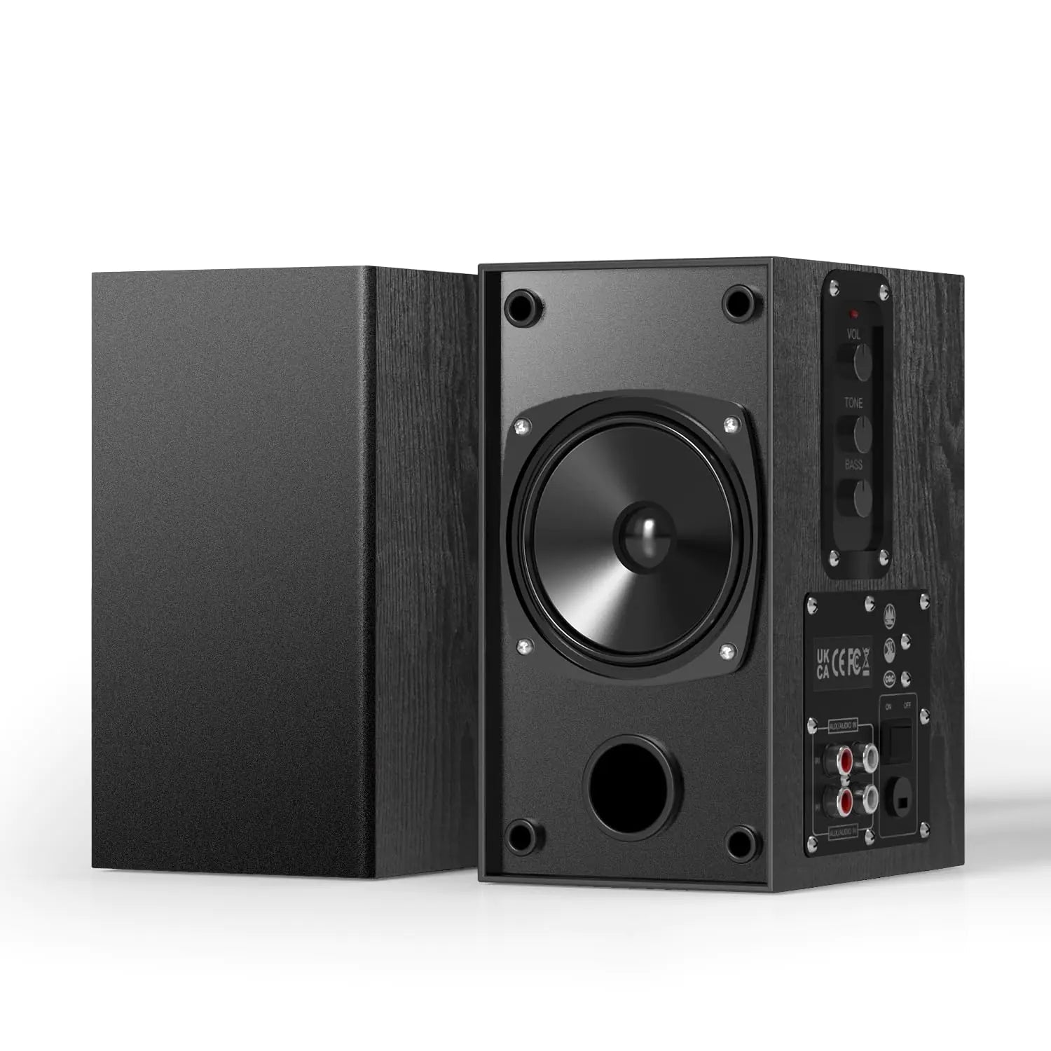 Elimavi 30W X 2 Powered Bookshelf Speakers - 3.5 - RCA Input for Turntable TV PC Record Player Speakers with 4 Inch Woofer & Wall Mounted - AZ Depot Express