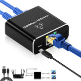 Ethernet Splitter Gigabit Network Port Splitter 1 in 2 Out 1 Female to 2 Female High Speed LAN Internet Adapter with USB C Charging Cable Plug and Play for Cat5 Cat5e Cat6 Cat7 Cat8 RJ45 Cord - AZ Depot Express