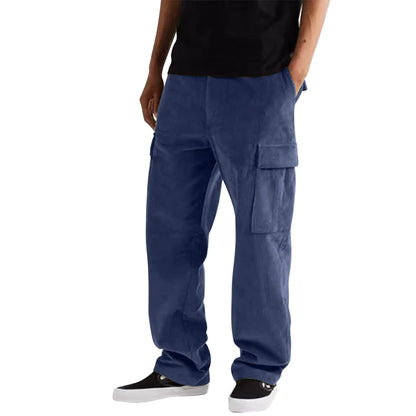 Cargo Pants for Men Corduroy Hiking Pants for Men Heavyweight Classic-Fit Flex Work Pants for Men Navy